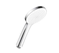 Duravit Universal ducha de mano, cabezal de ducha con chorro tipo Rain, ducha manual redondo (Ø 110 mm), alcachofa de la ducha con función MinusFlow de ahorro de agua, fácil de limpiar, cromo/blanco