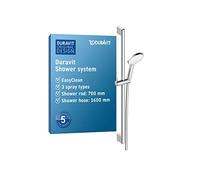 Duravit Universal sistema de ducha, set de ducha con 3 tipos de chorro (Rain, Intense Rain, Soft Rain), barra de ducha (700 mm) con teleducha regulable en altura, protección antimanchas, cromo/blanco