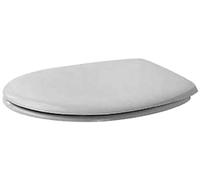 Duravit Universal tapa WC, asiento de inodoro de urea duroplast, tapadera wc con bisagras de acero inoxidable, tapa de wc en forma de D, tapa de inodoro blanco
