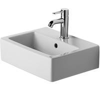 Duravit Vero 45cm lavamanos, con rebosadero, con banco para el grifo, con agujero para el grifo, 0704450000, Color: Blanco