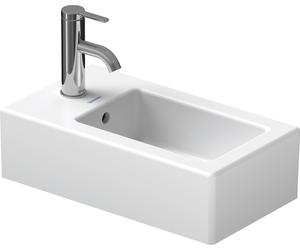 Duravit Vero lavamanos de 25 cm, con rebosadero, con banco para el grifo, 1 agujero para el grifo, blanco, 07022500001, Color: Blanco con Wondergliss