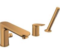 Duravit Wave Mezclador de bañera de 3 orificios, proyección de 200 mm, WA5260000004, Color: bronce cepillado