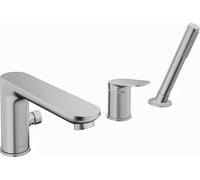 Duravit Wave Mezclador de bañera de 3 orificios, proyección de 200 mm, WA5260000070, Color: acero inoxidable pulido
