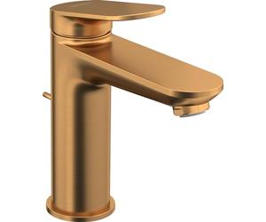 Duravit Wave Grifo monomando para lavabo, tamaño M (altura del caño: 111 mm), grifo de baño con juego de desagüe de varilla, grifo para lavabo, bronce cepillado