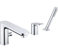 Duravit Wave Mezclador de bañera de 3 orificios, proyección de 200 mm, WA5260000070, Color: acero inoxidable pulido