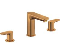 Duravit Wave Mezclador de lavabo de 3 agujeros, 129 mm de proyección, con juego de desagüe, WA1060005004, Color: bronce cepillado