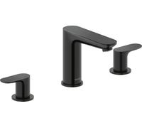 Duravit Wave Mezclador de lavabo de 3 agujeros, 129 mm de proyección, con juego de desagüe, WA1060005046, Color: Negro Mate