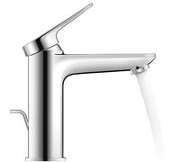 Duravit Wave Mezclador monomando de lavabo M Minusflow, con juego de desagüe, 122mm de proyección, cromo alto brillo, WA1022001010