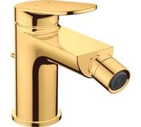 Duravit Wave mezclador monomando para bidé, proyección de 128 mm, con juego de desagüe, WA2400001034, Color: Oro pulido