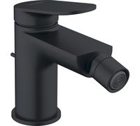 Duravit Wave mezclador monomando para bidé, proyección de 128 mm, con juego de desagüe, WA2400001046, Color: Negro Mate