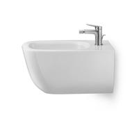 Duravit Wave mezclador monomando para bidé, proyección de 128 mm, con juego de desagüe, WA2400001070, Color: acero inoxidable pulido