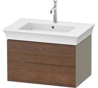 Duravit White Tulip, mueble de baño colgado en la pared, ancho 684 x fondo 458mm, con 2 cajones, con tecnología tip-on, WT4341077H2, Color: Cuerpo: Gris piedra alto brillo, frente: Nogal americano mac