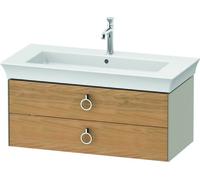 Duravit White Tulip, mueble de baño colgado en la pared, ancho 984 x fondo 458mm, con 2 cajones, con tirador, WT43520H560, Color: Cuerpo: seda mate, frente: roble natural macizo