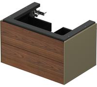 Duravit White Tulip, mueble de baño colgado en la pared, anchura 684 x fondo 458mm, con 2 cajones, con tecnología tip-on, WT4341077H2, Color: Cuerpo: Gris piedra alto brillo, frente: Nogal americano m