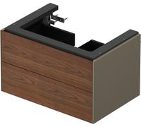 Duravit White Tulip, mueble de baño colgado en la pared, anchura 684 x fondo 458mm, con 2 cajones, con tecnología tip-on, WT434107792, Color: Cuerpo: gris piedra seda mate, frontal: nogal americano ma