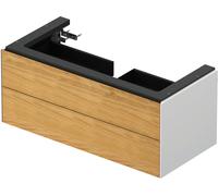 Duravit White Tulip, mueble de baño colgado en la pared, anchura 984 x fondo 458mm, con 2 cajones, con tecnología tip-on, WT43420H585, Color: Cuerpo: blanco alto brillo, frontal: roble natural macizo