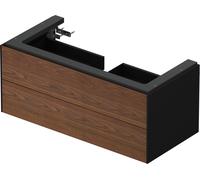 Duravit White Tulip, mueble de baño colgado en la pared, anchura 984 x fondo 458mm, con 2 cajones, con tecnología tip-on, WT434207758, Color: Cuerpo: Acabado satinado de grafito, frente: nogal america