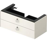 Duravit White Tulip, mueble de baño colgado en la pared, anchura 984 x fondo 458mm, con 2 cajones, con tirador, WT435203939, Color: Nórdico Seda blanca laca mate