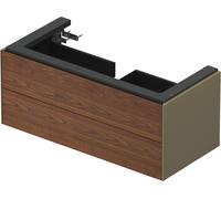 Duravit White Tulip, mueble de baño colgado en la pared, anchura 984 x fondo 458mm, con 2 cajones, con tecnología tip-on, WT4342077H2, Color: Cuerpo: Gris piedra alto brillo, frente: Nogal americano m