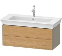 Duravit White Tulip, mueble de baño colgado en la pared, anchura 984 x fondo 458mm, con 2 cajones, con tecnología tip-on, WT43420H5H2, Color: Cuerpo: gris piedra alto brillo, frontal: roble natural ma