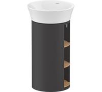 Duravit White Tulip, mueble de lavabo de pie, anchura 350 x fondo 410mm, con compartimento abierto, con tecnología tip-on, WT42390H558, Color: Cuerpo: grafito satinado, frente: roble natural macizo