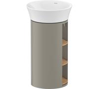 Duravit White Tulip, mueble de lavabo de pie, anchura 350 x fondo 410mm, con compartimento abierto, con tecnología tip-on, WT42390H592, Color: Cuerpo: gris piedra seda mate, frontal: roble natural mac