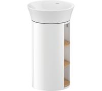 Duravit White Tulip, mueble de lavabo de pie, anchura 350 x fondo 410mm, con compartimento abierto, con tecnología tip-on, WT42390H585, Color: Cuerpo: blanco alto brillo, frontal: roble natural macizo