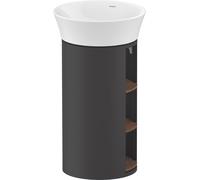 Duravit White Tulip, mueble de lavabo de pie, anchura 350 x fondo 410mm, con compartimento abierto, con tecnología tip-on, WT423907758, Color: Cuerpo: Acabado satinado de grafito, frente: nogal americ