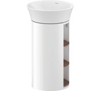 Duravit White Tulip, mueble de lavabo de pie, anchura 350 x fondo 410mm, con compartimento abierto, con tecnología tip-on, WT423907785, Color: Cuerpo: Blanco alto brillo, Frente: Nogal americano maciz