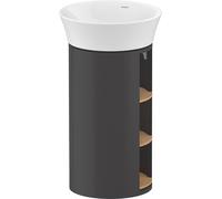 Duravit White Tulip, mueble de lavabo de pie, anchura 350 x fondo 410mm, con compartimento abierto, con tecnología tip-on, WT42390H5H1, Color: Cuerpo: grafito alto brillo, frente: roble natural macizo