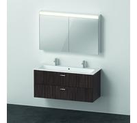 Duravit Xbase, juego de muebles de pared, con armario con espejo LED, lavabo y mueble de baño, anchura 1200 mm, XB006705353, Color: Decoración Castaño Oscuro