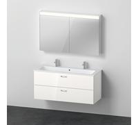 Duravit Xbase, juego de muebles de pared, con armario con espejo LED, lavabo y mueble de baño, anchura 1200 mm, XB006704545, Color: Blanco brillante