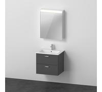 Duravit Xbase, juego de muebles de pared, con armario con espejo LED, lavabo y mueble de baño, anchura 600 mm, XB0075L4949, Color: Grafito Mate Decoración