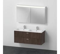 Duravit Xbase, juego de muebles de pared, con armario con espejo LED, lavabo y mueble de tocador, anchura 1270 mm, XB006805353, Color: Decoración Castaño Oscuro