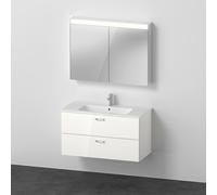 Duravit Xbase, juego de muebles de pared, con espejo LED, lavabo y tocador, anchura 1000 mm, XB007704545, Color: Blanco brillante