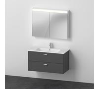 Duravit Xbase, juego de muebles de pared, con espejo LED, lavabo y tocador, anchura 1000 mm, XB007704949, Color: Grafito Mate Decoración