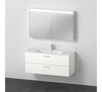 Duravit Xbase, juego de muebles de pared, con espejo LED, lavabo y tocador, anchura 1200 mm, XB007804545, Color: Blanco brillante