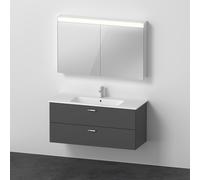 Duravit Xbase, juego de muebles de pared, con espejo LED, lavabo y tocador, anchura 1200 mm, XB007804949, Color: Grafito Mate Decoración