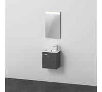 Duravit Xbase, juego de muebles de pared, con espejo LED, lavabo y tocador, anchura 400 mm, XB0065R4949, Color: Grafito Mate Decoración