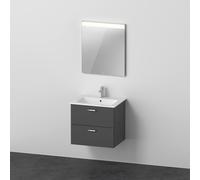 Duravit Xbase, juego de muebles de pared, con espejo LED, lavabo y tocador, anchura 600 mm, XB007004949, Color: Grafito Mate Decoración