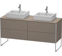 Duravit XSquare consola lavabo mueble bajo, de pie, para dos lavabos, 4 extraíbles, 1600x778x548mm, XS4927B9090, Color: Flanela Gris seda lacado mate
