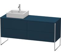 Duravit XSquare lavabo consola mueble bajo, apoyado en el suelo, 4 cajones, lavabo a la izquierda, 1600x778x548mm, XS4924L9898, Color: Seda azul noche lacado mate