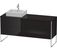 Duravit XSquare lavabo consola mueble bajo, apoyado en el suelo, 4 cajones, lavabo a la izquierda, 1600x778x548mm, XS4924L4040, Color: Laca negra de alto brillo