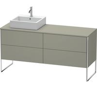 Duravit XSquare lavabo consola mueble bajo, apoyado en el suelo, 4 cajones, lavabo a la izquierda, 1600x778x548mm, XS4924L9292, Color: Gris piedra Seda Barniz mate