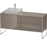 Duravit XSquare lavabo consola mueble bajo, apoyado en el suelo, 4 cajones, lavabo a la izquierda, 1600x778x548mm, XS4924L8989, Color: Laca de color gris franela de alto brillo