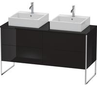 Duravit XSquare lavabo consola mueble bajo, de pie, para dos lavabos, 4 extraíbles, 1400x778x548mm, XS4926B4040, Color: Laca negra de alto brillo