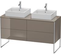 Duravit XSquare lavabo consola mueble bajo, de pie, para dos lavabos, 4 extraíbles, 1400x778x548mm, XS4926B8989, Color: Laca de color gris franela de alto brillo