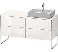 Duravit XSquare mueble bajo lavabo consola, apoyado en el suelo, 4 cajones, lavabo a la derecha, 1400x778x548mm, XS4923R8585, Color: Laca blanca de alto brillo