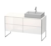 Duravit XSquare mueble bajo lavabo consola, apoyado en el suelo, 4 cajones, lavabo a la derecha, 1400x778x548mm, XS4923R2222, Color: Decoración blanca de alto brillo
