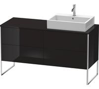 Duravit XSquare mueble bajo lavabo consola, apoyado en el suelo, 4 cajones, lavabo a la derecha, 1400x778x548mm, XS4923R4040, Color: Laca negra de alto brillo